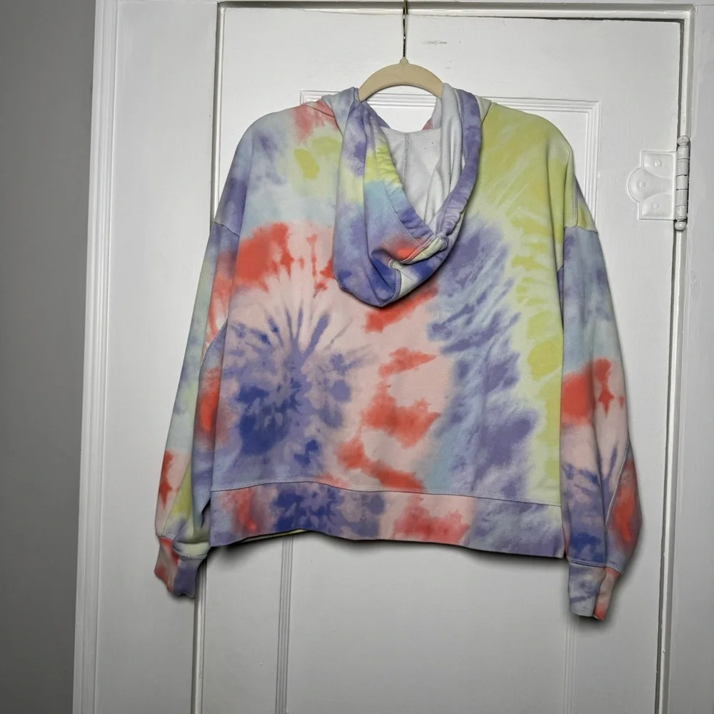 Nike Women’s Pastel Tie-Dye Hoodie Multicolor Boxy Cropped Large